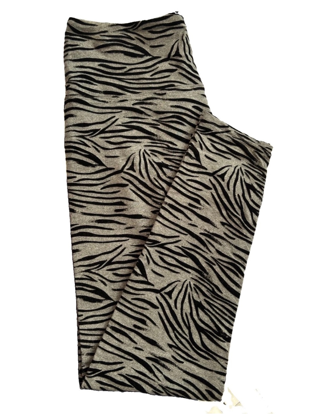 Zebra Print Stretch Leggings in Black and Gray